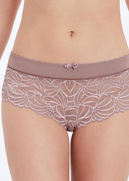 Pampelune shorty-trosa i brunt spetstyg